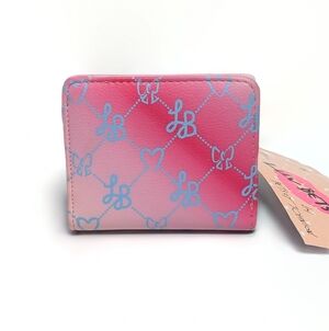 Betsey Johnson Blush Iridescent LB Money Wallet NWT Pink Blue
